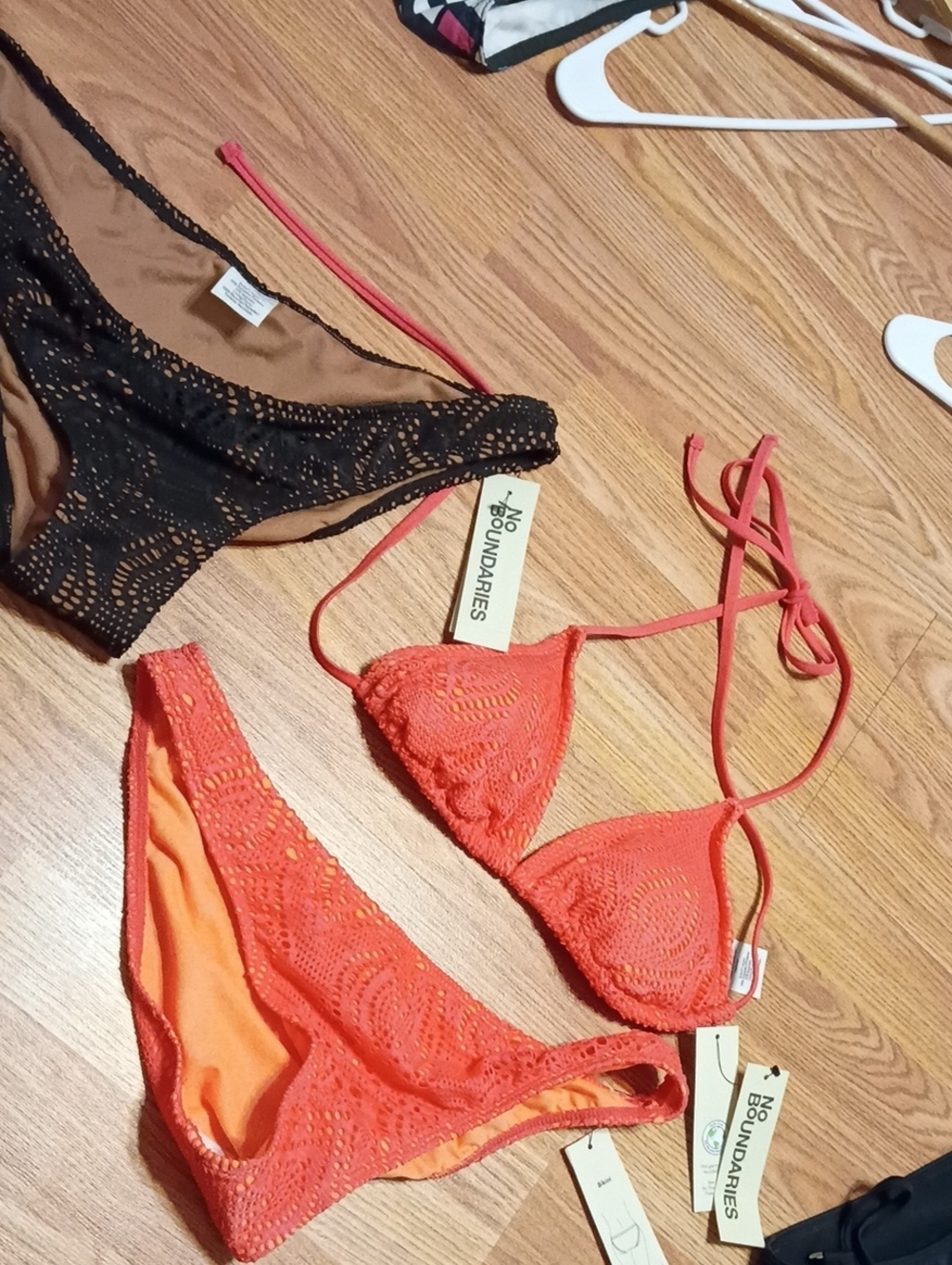 No Boundaries Orange Crochet Triangle Bikini Set